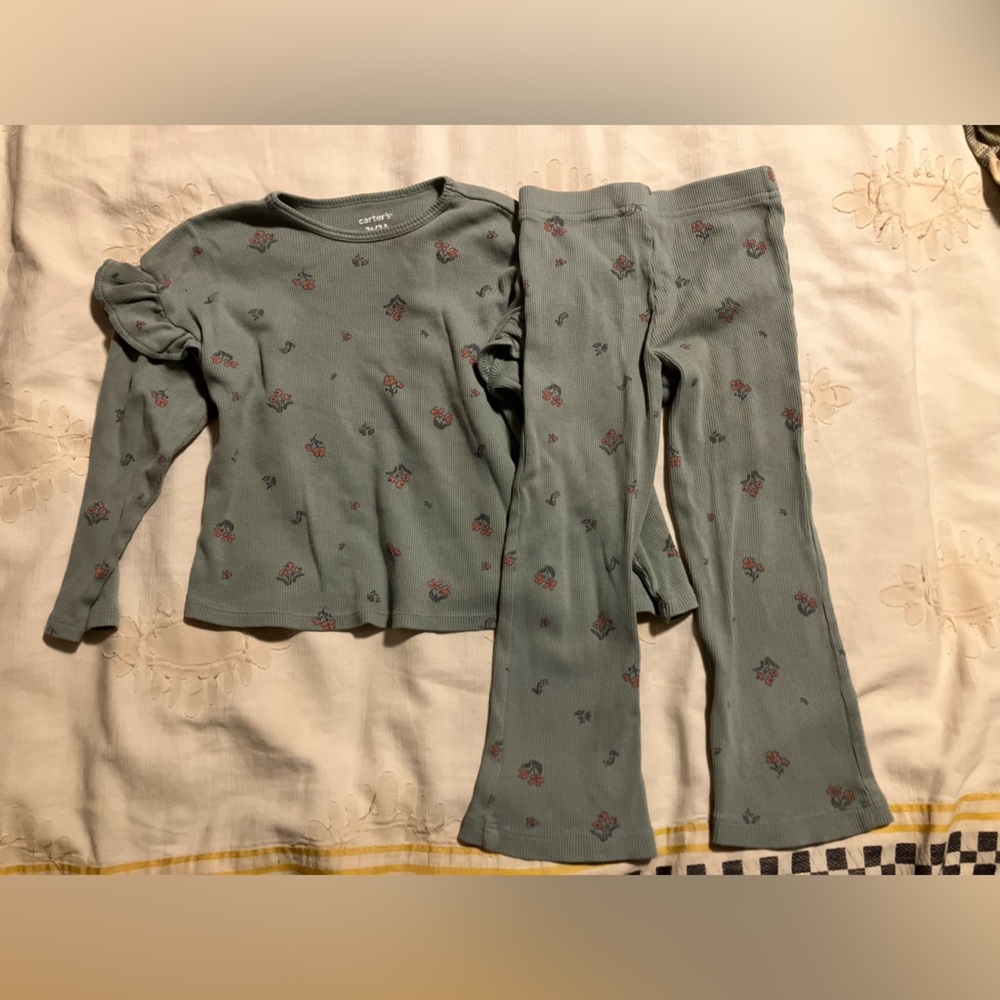 Carter's Sage Green Floral Two-Piece Pajama Set